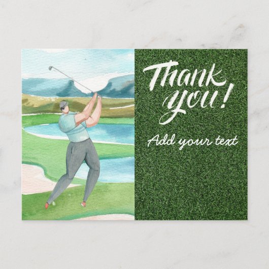 Carte Postale Golf Merci avec golf golfer golf sur vert (Devant)