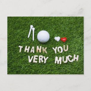 Carte Postale Golf merci beaucoup avec balle de golf et tee