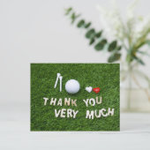 Carte Postale Golf merci beaucoup avec golf ball et tee (Debout devant)