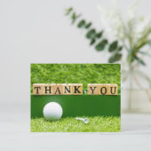 Carte Postale Golf Merci mot en bois sur gazon vert (Debout devant)