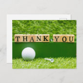 Carte Postale Golf Merci mot en bois sur gazon vert (Devant / Derrière)