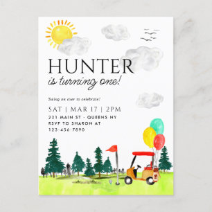 Carte Postale Golf moderne Panier Country Club Balloon Anniversa