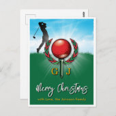Carte Postale Golf Monogramme Joyeux Noël-Dessin de Vacances (Devant / Derrière)