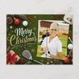 Carte Postale Golf Noël Créez votre propre photo golfeur