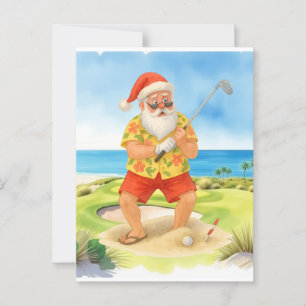 Carte Postale Golf Noël Heure d'été Santa Claus Golf