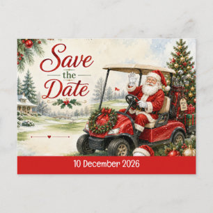Carte Postale Golf Noël Par tee fête avec le Père Noël