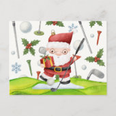 Carte Postale Golf Noël Santa Claus GOLFING (Devant)