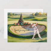 Carte Postale Golf Noël thème pour golfeur (Devant / Derrière)