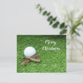 Carte Postale Golf Noël Vacances avec balle de golf et ruban (Debout devant)