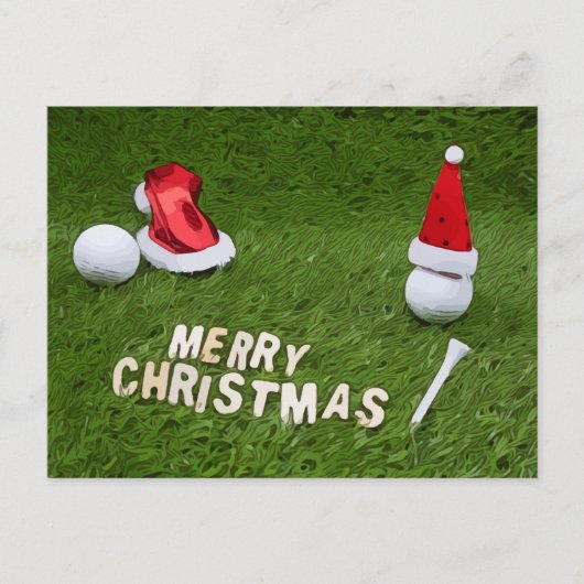 Carte Postale Golf Noël Vacances et golf ball et Santa Hat (Devant)