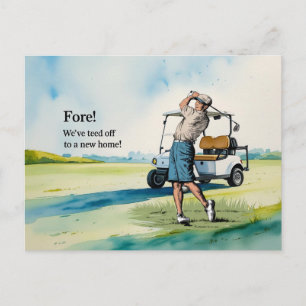 Carte Postale Golf nous avons déménagé dans une nouvelle maison