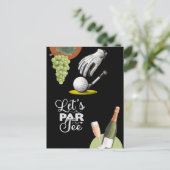 Carte Postale Golf par tee golfer party enregistrer la date (Debout devant)