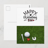 Carte Postale Golf Saint Valentin avec balles de golf pour Golfe (Devant / Derrière)
