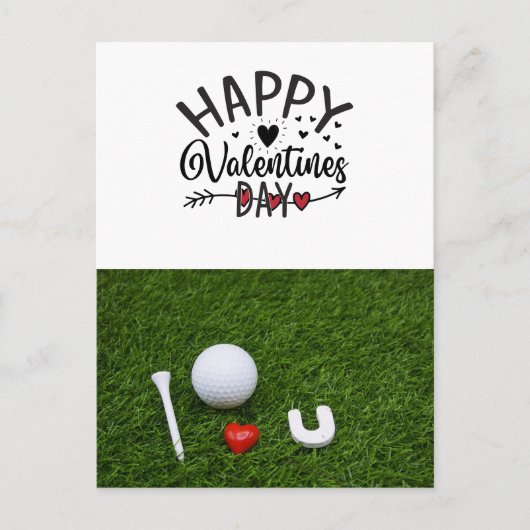 Carte Postale Golf Saint Valentin avec balles de golf pour Golfe (Devant)