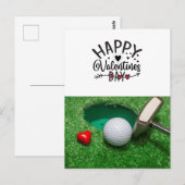 Carte Postale Golf Saint Valentin avec balles de golf pour Golfe (Devant / Derrière)