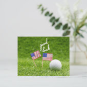 Carte Postale Golf saluer balle de golf bonne chance Drapeau de (Debout devant)