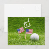 Carte Postale Golf saluer balle de golf bonne chance Drapeau de (Devant / Derrière)