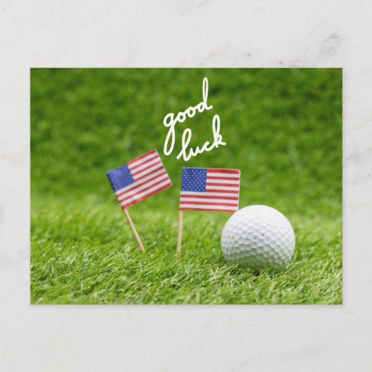 Carte Postale Golf saluer balle de golf bonne chance Drapeau de (Devant)