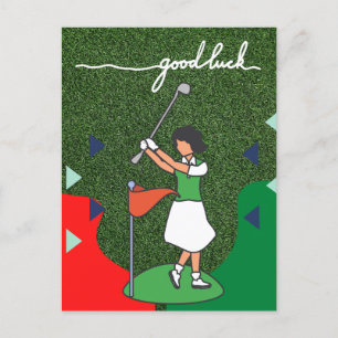 Carte Postale Golf saluer balle de golf bonne chance pour la dam