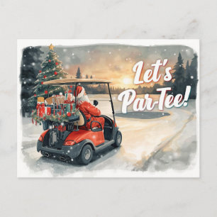 Carte Postale Golf Santa dans un chariot rouge – Drôle de Let Pa