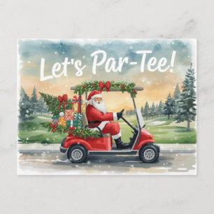 Carte Postale Golf Santa dans un chariot rouge – Drôle de Let Pa