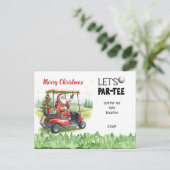 Carte Postale Golf Santa in Red Cart – Funny Let Par-Tee (Debout devant)