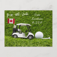 Golf sauve la date avec chariot de golf Drapeau du