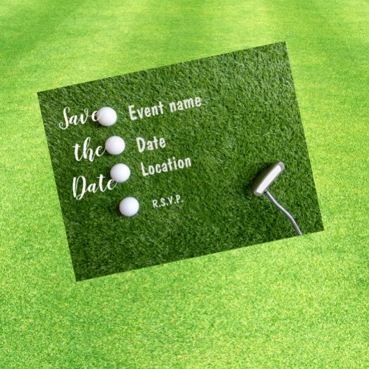 Carte Postale Golf Sauvez la date avec des balles de golf sur l'