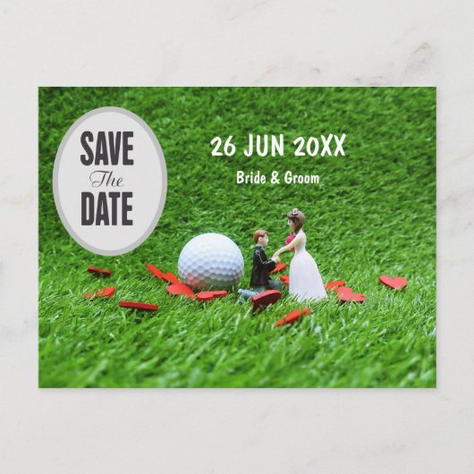 Carte Postale Golf Save the Date Mariée et Mariage de chambre In (Devant)