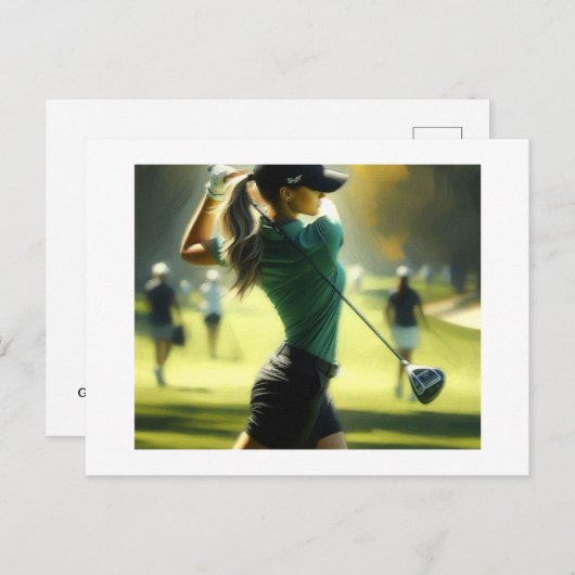 Carte Postale Golf Swing et Miss, (Devant / Derrière)