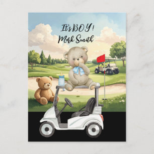 Carte Postale Golf Teddy Bear C'est un garçon pour Baby Shower