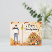 Carte Postale Golf Thanksgiving Accueil d'automne pour Golfer (Debout devant)