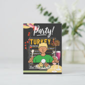 Carte Postale Golf Thanksgiving golfeur manger boule dinde drôle (Debout devant)