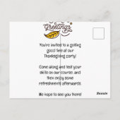 Carte Postale Golf Thanksgiving thème pour golfeur (Dos)