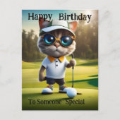 Carte Postale Golf Time : Chat de golf drôle, anniversaire  (Devant)