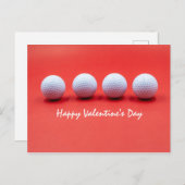 Carte Postale Golf Valentine's Day avec balles de golf sont sur  (Devant / Derrière)