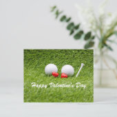 Carte Postale Golf Valentine's deux balles de golf amour coeur (Debout devant)
