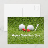 Carte Postale Golf Valentine's deux balles de golf amour coeur (Devant / Derrière)