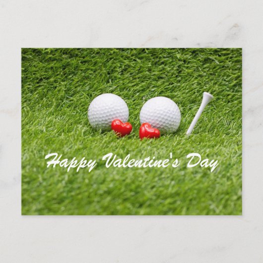 Carte Postale Golf Valentine's deux balles de golf amour coeur (Devant)