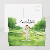 Carte Postale Golf wedding Birde and Groom Save the date (Devant / Derrière)