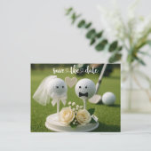 Carte Postale Golf Wedding Iwith two golf ball on green grass (Debout devant)