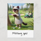 Carte Postale Golfer Cat vous manque (Devant)