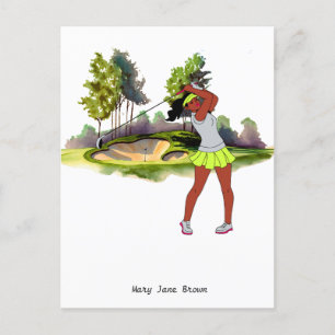 Carte Postale Golfer est golfeur Aquarelle pour femme golfeuse