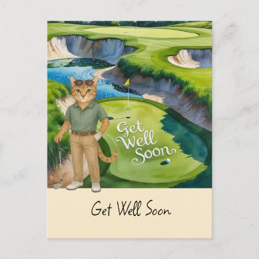 Carte Postale Golfer est le golf pour les amoureux de les chats  (Devant)