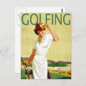 Carte postale Golfer Golfing de la vintage (Devant / Derrière)