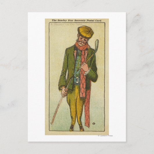 Carte Postale Golfer qui a eu une catastrophe sur les liens (Devant)
