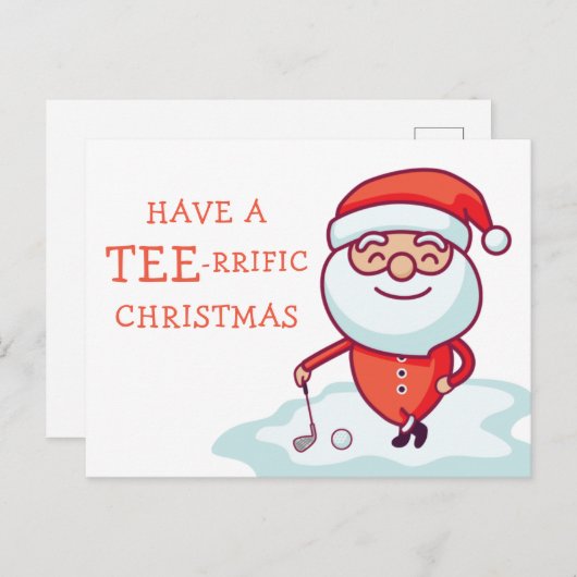 Carte Postale Golfer Santa Claus (Devant / Derrière)
