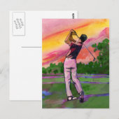 Carte Postale Golfeur au champ (Devant / Derrière)