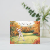Carte Postale Golfeur d'automne sur parcours de golf aquarelle m (Debout devant)