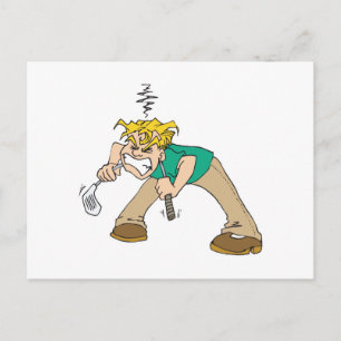 Carte Postale golfeur frustré amusant